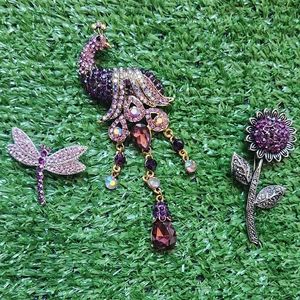 Purple Rhinestones Brooches